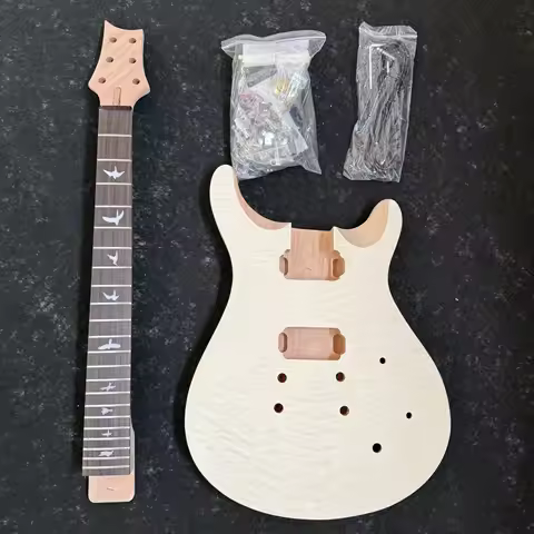 Unfinished DIY PRS Semi Finished Electric Guitar Mahogany Body Rosewood Neck Fixed Bridge with Acces