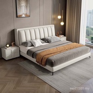 Jane 1.8 Bed Light Bed Simple Luxury Nordic Master Double Bed Horizontal Leather Genuine Leather Sto