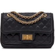 Chanel Black Quilted Satin 2.55 Reissue Mini Double Flap Bag Aged Gold Hardware, 2009-2010