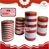 MERAH [Roll] Flag Ribbon | RED AND WHITE RIBBON | Length 25 Yards = 22.5 Meters