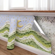 5m Oil Painting Style Wall Stickers Selfadhesive 3D Embossed Mountain Landscape Decals Removable for