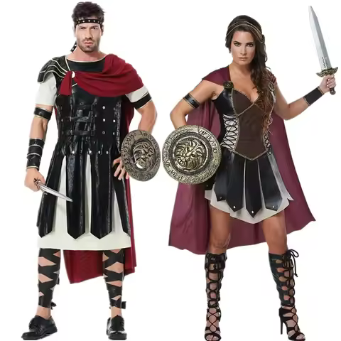 Couples Ancient Roman Spartan Warrior Gladiator Cosplay Uniform Knight Xena Princess Caesar Stage Sh