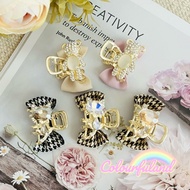 [SHIPS FROM MALAYSIA](Q40)Premium Quality Aesthetic K9 Rhinestone with Checker Ribbon 3cm Small Hair