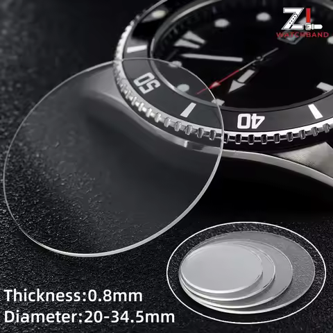 1/2PCS Watch Glass Sapphire Replacement Flat 0.8mm Thick in Diameters 20 to 34.5mm Transparent Cryst
