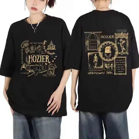 Singer Hozier Concert Tour Graphic T Shirts Men Women Fashion Rock Oversized T-shirts Trend Hip Hop 