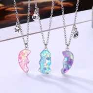 HANDMADELOVEX 3Pcs Matching Heart Pendant Necklace, Friendship Cute BFF Necklaces, Alloy Friendship 