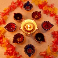 Diya (Agal Vilakku) for Diwali (8pcs) Mixed Colour For Decoration Home Housewarming