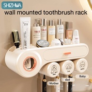 ที่บีบยาสีฟันอัตโนมัติ   เครื่องบีบยาสีฟัน ที่แขวนแปรงฟัน  ขาวน้ำนม  เหมาะสำหรับห้องน้ำ  วางแปรงสีฟัน อุปกรณ์อาบน้ำได้ ประหยัดพื้นที่