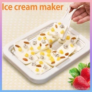 Ice Cream Maker Pan with 2 Scrapers Ice Cream Maker Plate Multifunctional Cold Sweet Food Plate