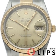 二手勞力士 Datejust 男士腕錶 16233(W)，18K 黃金/不鏽鋼顏色，香檳色飾面，1995 年。狀況極佳。