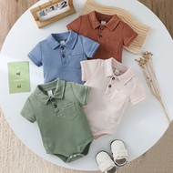 4 ชิ้น/เด็กทารก Four Seasons แฟชั่นรูปแบบวาฟเฟิลแขนสั้นสําหรับ 0-1Y สบายๆสวมใส่ทุกวัน Romper เสื้อผ้