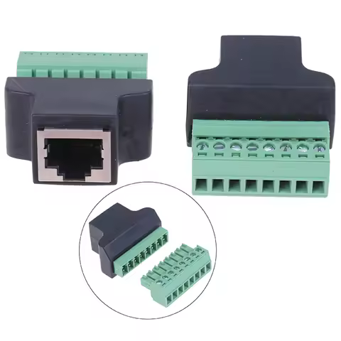 1pc RJ45 to screw terminal Block 8p connector ethernet RJ45 Female to 8 pin screw terminal network a