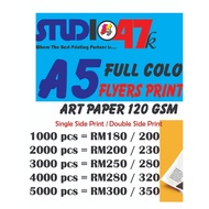 A5 size 120 gsm Flyers Printing. Harga Printing murah