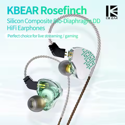 KBEAR Rosefinch 3.5mm/Typec 10mm DD In Ear Monitor HiFi Dynamic Headphones OFC Wired Earphones Music