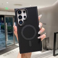 雙層球形立體散熱網孔磁吸手機殼三星23ultra散熱24ultra透氣25Ultras高端商務-黑色 三星Galaxy S23