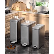 Foot pedal stainless steel trash can 7L, 10L, 15L, 18L soft drop - Genuine imported product in the b