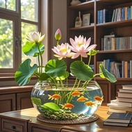 Lotus Bowl Lotus Pot Glass Basin Fish Tank Pot Hydroponic Plant Aquatic Plant Fish Tank Small Househ