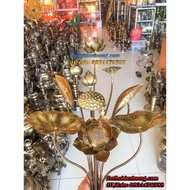 Antique Brown 10-Flower Lotus Flower, Tall Tiger Shape, Made of High-Quality Red and Gold Bronze