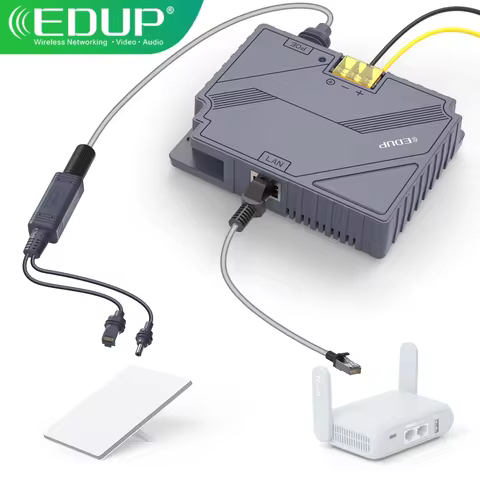 EDUP SK0091S 150W Gigabit PoE Injector & 100W Isolated PoE Splitter Kit 3-in-1 GigE Passive PoE Adap