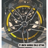FULL SET CAR WHEEL SPORT RIM 17 INCH ZR511 7.5x17 8H100/114.3 ET40 BLACK MACHINE FACE + GOLD LINE 73
