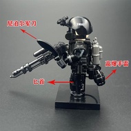 Swat Minifigure SWAT Building Block Minifigure Black Compatible with Lego Military Anti-Virus Reloading Chariz