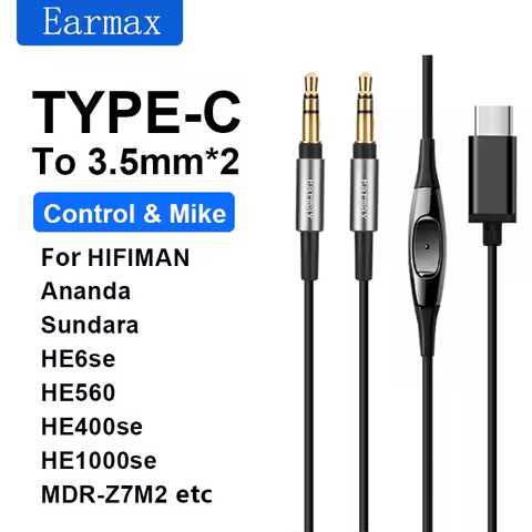 For HIFIMAN SONY HE6se HE560 HE400se HE1000se MDR-Z7 Z1R D7100 D7200 Replaceable Earphones TYPEC to 