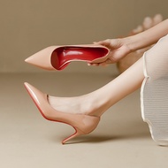 Quality Women's Shoes Autumn Single Shoes Women Pointed Toe Sexy Nude Women All-Match Side Hollow St