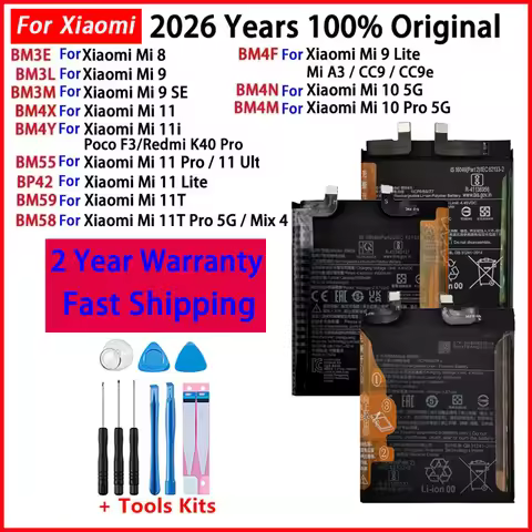 Original Battery For Xiaomi Mi 8 9 10 11 11i 11T Ultra SE Lite 5G Batteries BM55 BM58 BM59 BM3L BM3M