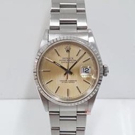 ROLEX勞力士 16220 Datejust  蠔式日誌 鐵道圈 直條紋面盤 錶徑36mm 自動上鍊 大眾當舖L701