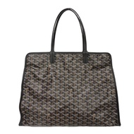 二手GOYARD Ardi PM 包，穿孔小肩包/手拿包，人字紋圖案，黑色手提包。