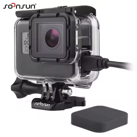 SOONSUN Skeleton Housing Case for GoPro Hero 5 6 7 Black Wire Connectable Side Open Protective Shell