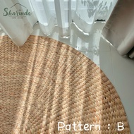 เสื่อ พรม ผักตบชวา Round Woven Water Hyacinth Rug Carpet