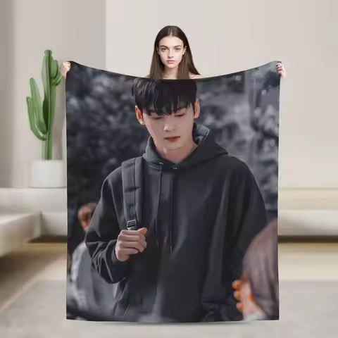 Blanket True Beauty Series Hwang in Youp Cha EunWoo Fleece Blanket Customized Throw Blanket for Bed 