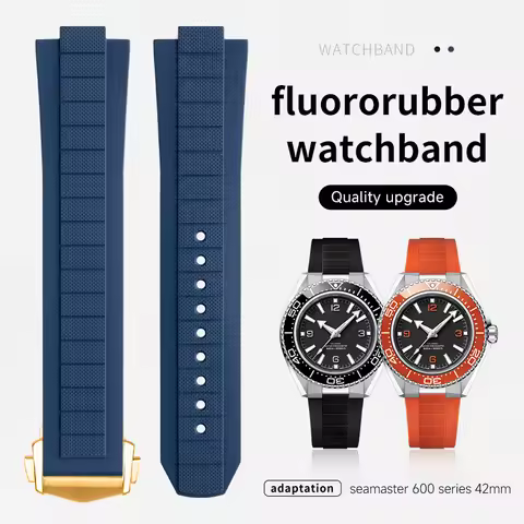 21x10mm Super Quality Soft FKM Fluororubber Watchband For Omega Strap For New Seamaster Planet Ocean