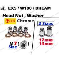 NOP CHROME NUT + WASHER M7 EX5 DREAM WAVE100 110 M7 NUT HEAD CYLINDER HEAD NUT HEAD NUT COPPER WASHE