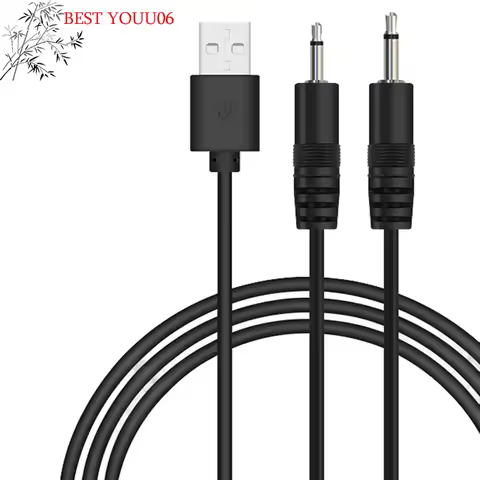 (YOUU06)USB to AUDIO DC 2.5mm Charging Cable Vibrator Charger Cord for Rechargeable Wand Massager(Bl
