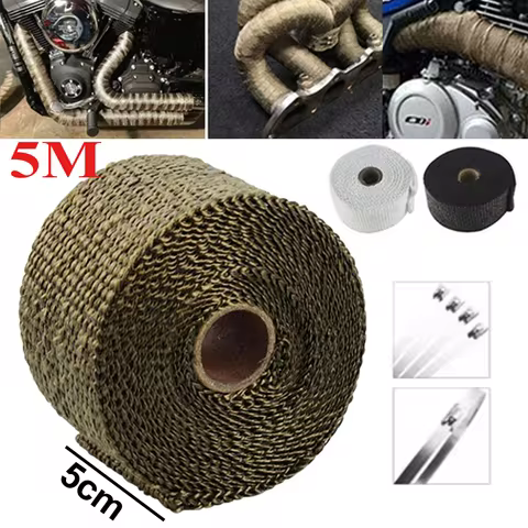 5CM*5M Exhaust Pipe Insulation Thermal Heat Wrap Roll 5cm Width Insulation Cotton Banana Cloth Motor