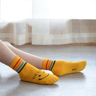 Smiley Face Deodorant Socks Bamboo Fiber Smiley Face Cartoon Children Straight Socks 6 Pairs Childre