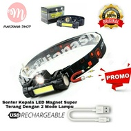 Senter Kepala Led Magnet Rechargeable / Headlamp Led / Senter Kepala Mini Led