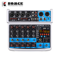 BOMGE 6 Channel mini DJ Audio Sound Mixer Interface with MP3、 USB Bluetooth Stereo Recording 48V Ph