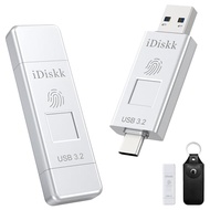 iDiskk 128GB 500MB/S Fingerprint Encryption Super Fast SSD Flash Drive Photo Stick for iPhone 15/15 