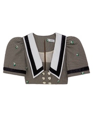 Kloset Design Puff Sleeve Crop Top เสื้อครอปแขนสั้นแบบพัฟ (AW23-T004)