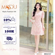 Váy Thiết Kế MDU5147 Chất Thô Thêu Nổi Cao Cấp Cổ V Thanh Thoát Cùng Tay Bồng Nhẹ Mềm Mại Từ MDU