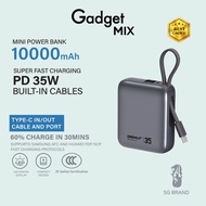 【CCC Certificate】Gadget Mix Diginut P-53 PD35W 10000mAh Power Bank With Built-in Cable Titanium Grey