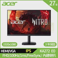 Acer KA272 E0 27型100Hz護眼抗閃螢幕(FHD,100Hz,1ms,IPS,VGA,HDMI)