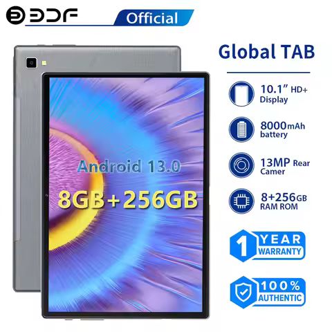 BDF Android Tablet Pc 10.1 Inch Octa Core 8GB RAM 256GB ROM 4G LTE 5G Phone Call Dual SIM Tablets 80