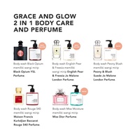 top sale grace and glow body wash / black opium / english pear / rouge