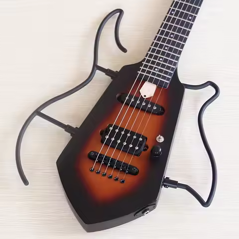 Portable Silent Headless 31 Inch 6 String Electric Guitar Canada Maple Body Bone Nut Matte Detachabl