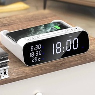 15W Wireless Charger Alarm Clock Bluetooth Speaker LED Smart Digital Clock Table Electronic Desktop Clocks USB Fast Charger