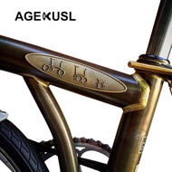 AGEKUSL Embossed Metal Decal Stickers For Brompton Bike Frame Badge Decal Bronze